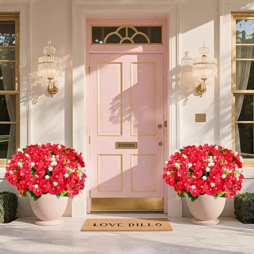 Artificial Impatiens Flowers for Outdoor Fake Flowers 12 Bundles Mixed Red gallery