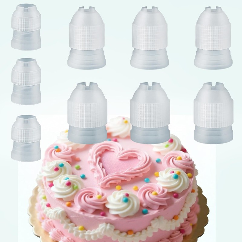 9Pcs Couplers for Piping Bags,3 Different Sizes Plastic Standard Cake Decorat…
