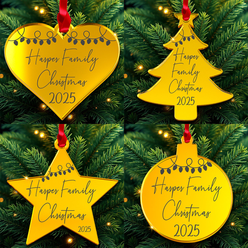 PERSONALISED Family Name Christmas Bauble Ornament Custom Acrylic 3mm