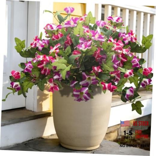 Grunyia Artificial UV Resistant Flowers Outdoor Faux Silk Fake Plants – Rose