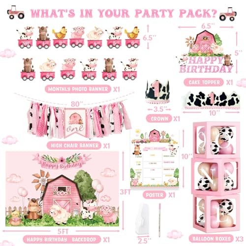 Party Inspo Farm 1st Party Decorations Girl, 131 PCs Farm Animal Birthday gallery