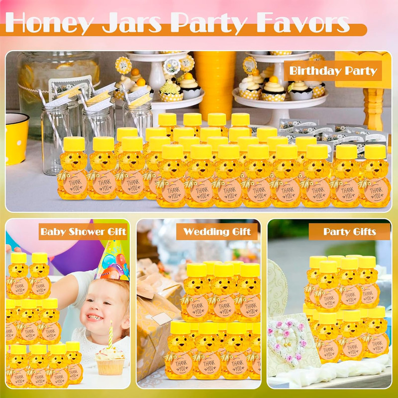 50 Pack Plastic Honey Bear Bottles Jars, 2 Oz Honey Bear Cup with Lids Mini Bear gallery