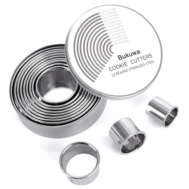 12 Pieces Round Cookie Biscuit Cutter Set,Graduated Circle Pastry Cutters,18/…