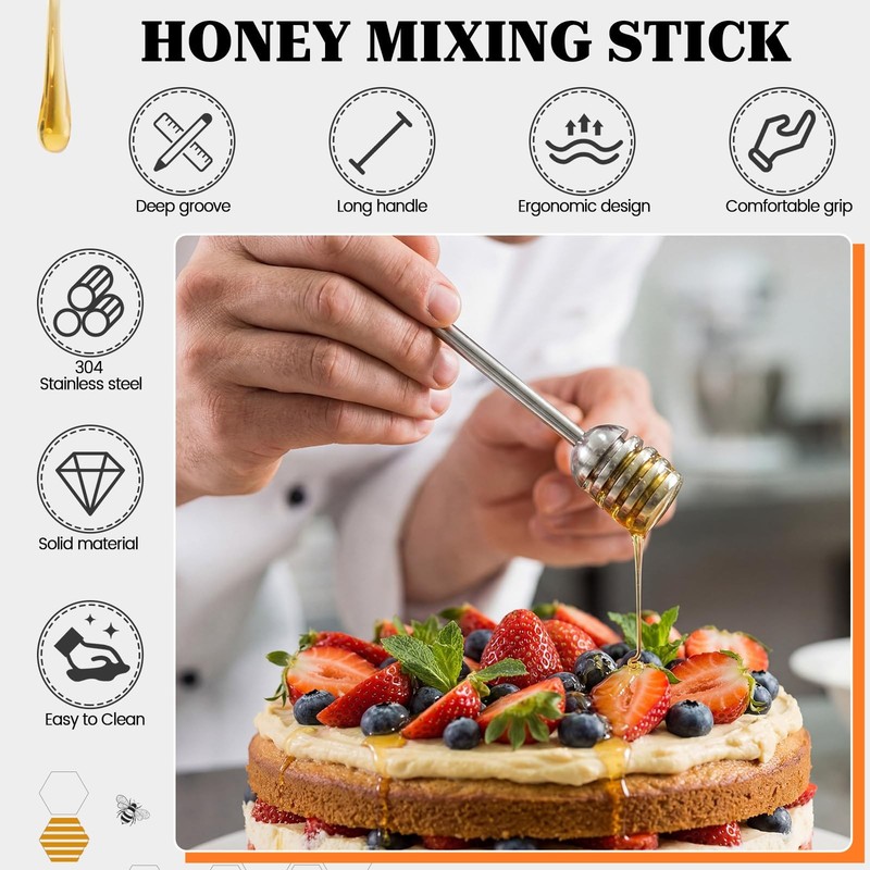 4 PCS 6.1 Inch 304 Stainless Steel Honey Mixing Stirrer Drizzle Stick gallery