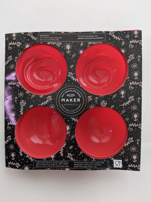 Modern Bliss Hot Chocolate Swirl Bomb Maker Red Silicone Mold, Makes 2″ Spheres
