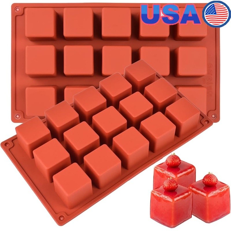 3D Square Silicone Molds Cakes Desserts Chocolate Muffins Soap Ice Candy New