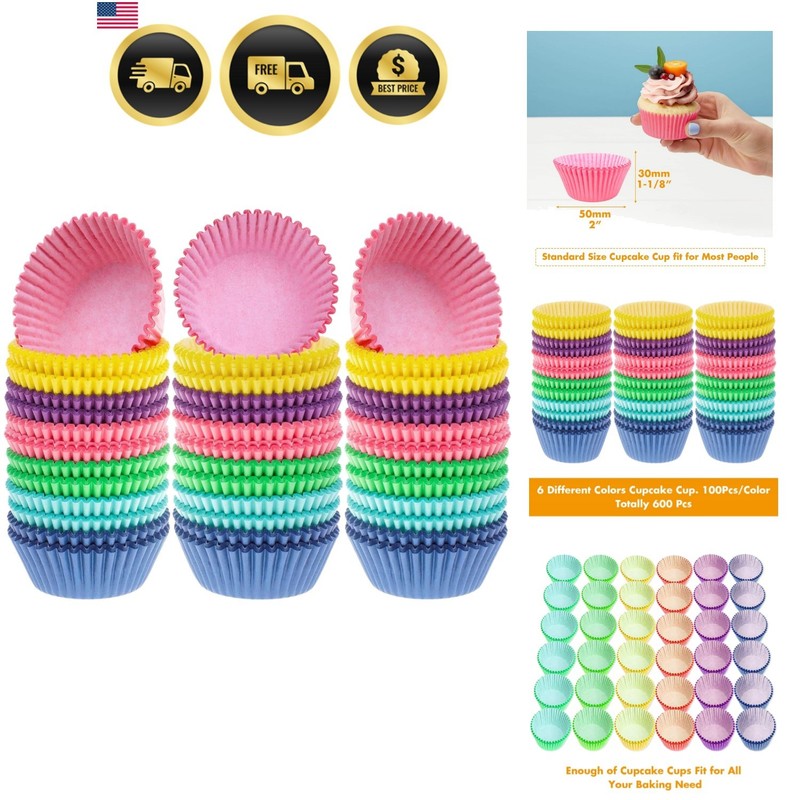 600 Pcs Cupcake Liners Cupcake Wrappers Cupcake Paper Baking Cups for Cake Ba…
