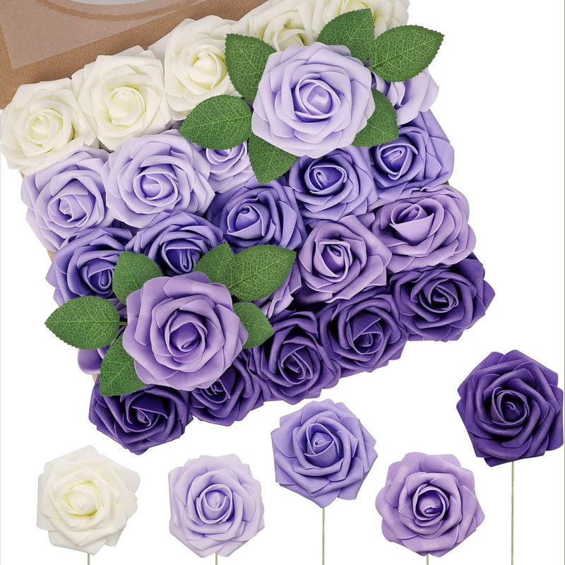 N&T Nieting Nt Nieting Artificial Flowers 50Pcs Fake Foam Rose Purple Flowers