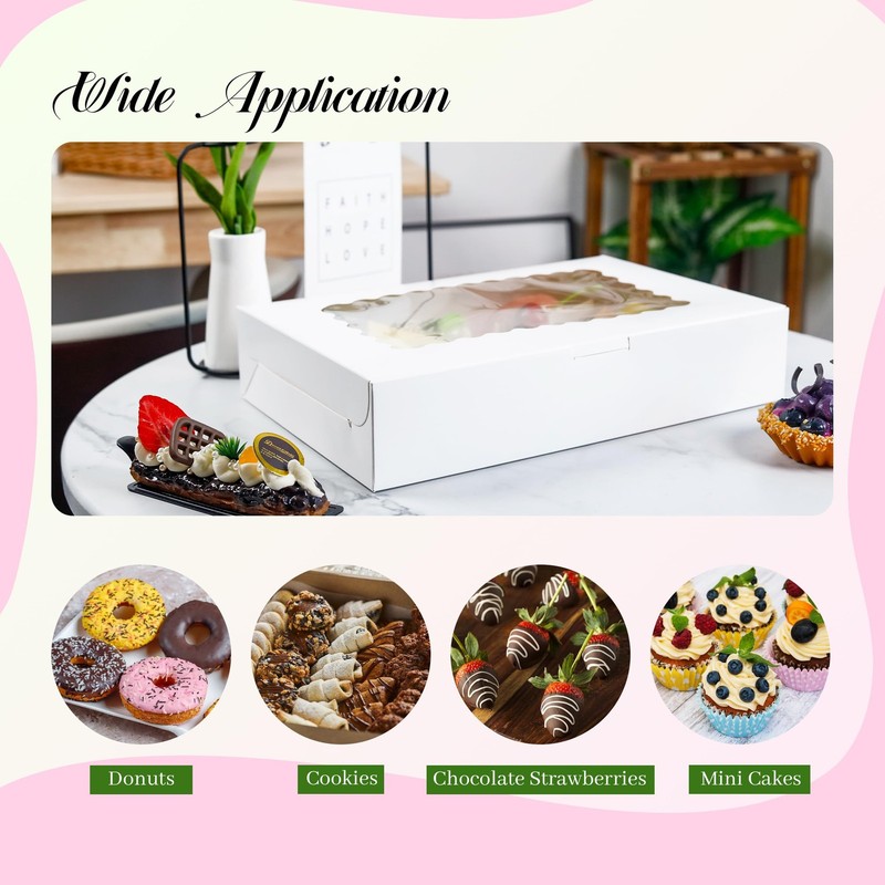5 Pack Cookie Boxes 12x8x2.5inch Bakery Boxes with Window Treat Boxes for Coo... gallery