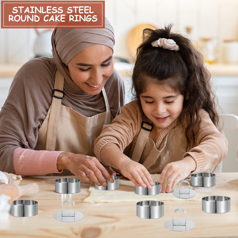 36 Pcs Round Cake Ring Molds 3.15" Stainless Steel Mousse Food Rings & Pushers gallery