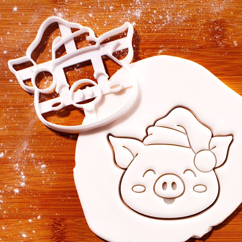 Santa Cow & Pig Cookie Cutters Set - Christmas farm animal festive farmhouse gallery