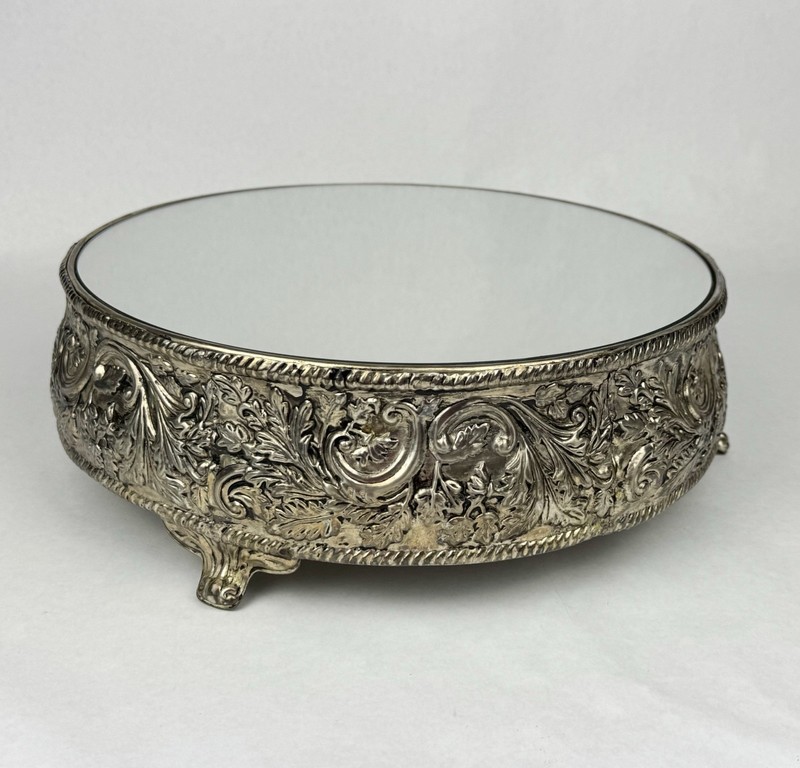 Studio Silversmiths Cake Stand Platter Silver Plated Mirrored Top Wedding 12" gallery