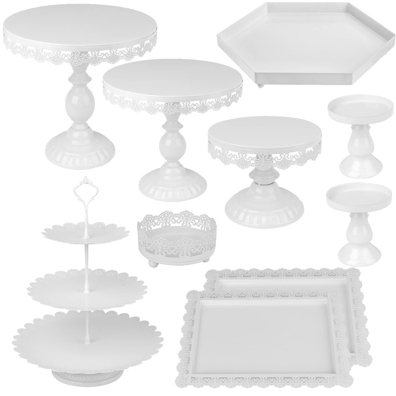 Set of 10 Metal Cake Stands, Cupcake Holder Fruits Dessert Snack Plate Decor …