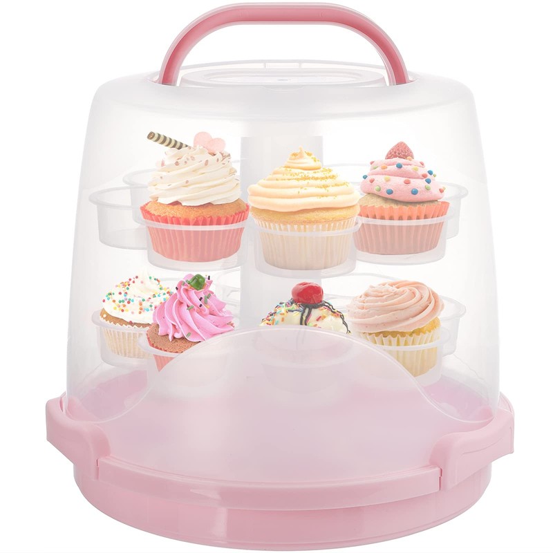 Dicunoy 24 Cupcake Carrier for Transport, 3 Tier Tall Cake Carrier Holder wit…