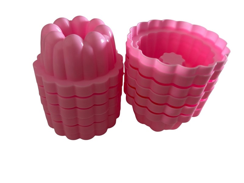 Pink Plastic Mini Flan Molds Flower Shape (12 pcs) gallery