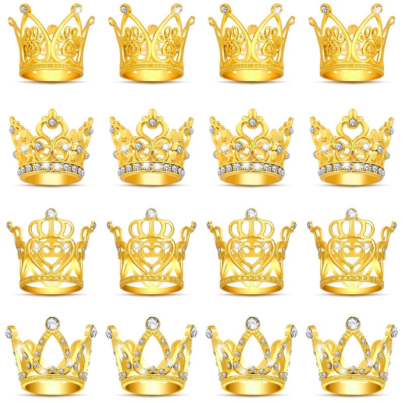 Tidponra Mini Crowns for Flower Bouquets, 16 Pieces Small Gold Small,
