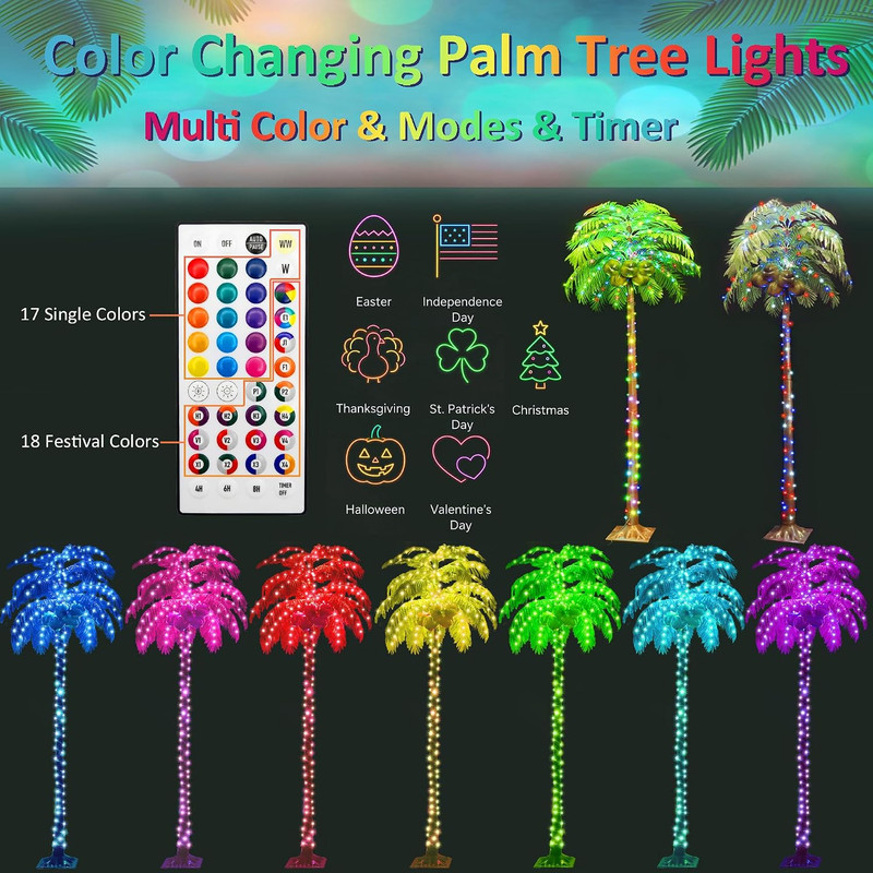 Ledido 7FT Lighted Palm Tree Color Changing with 5 Coconuts, 218LED Artificial L gallery