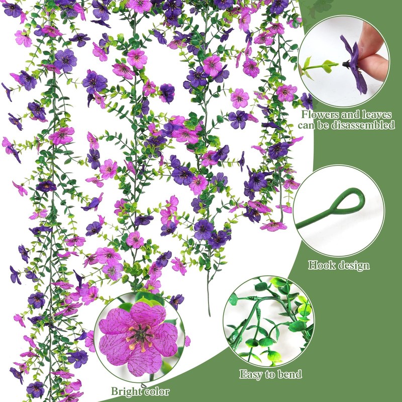 Meivines 4 Pack Artificial Flowers Garland Ivyspring Summer Decor Uv Resistant gallery