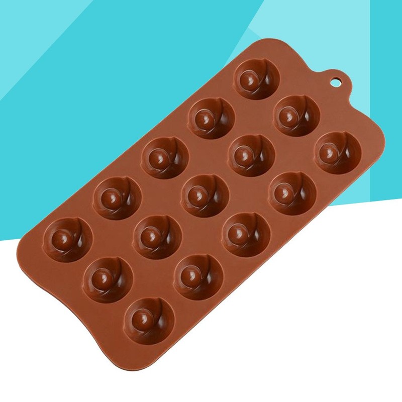 15 Pack Reusable Silicone Chocolate Molds Coffee Color Half Sphere Pan gallery