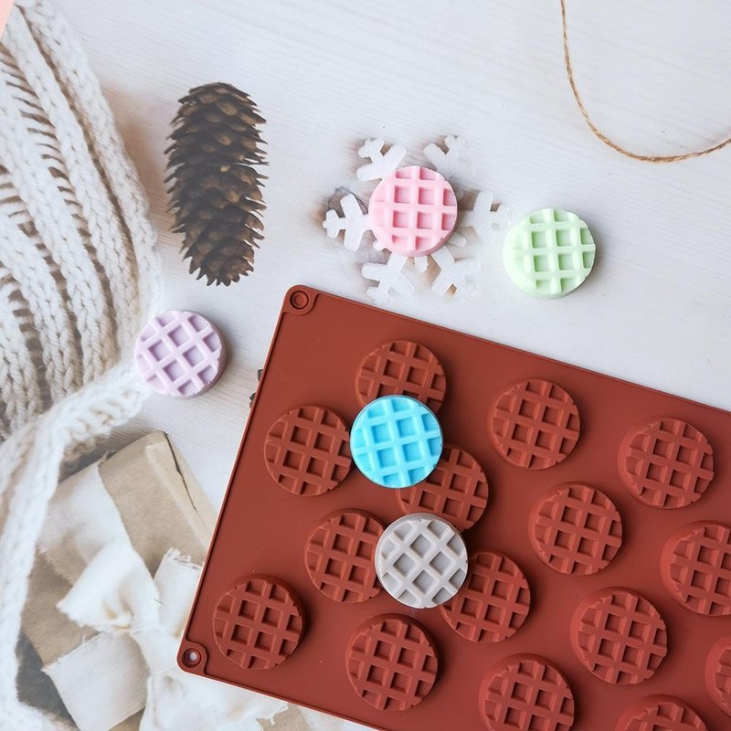Diy Round Waffle Mold Silicone Chocolate Candle Food Grade Baking Supplies Tool gallery