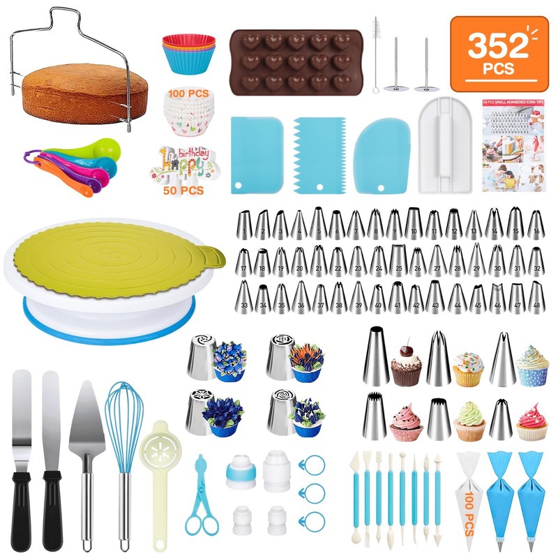 GPED 352PCS Cake Decorating Kit Piping Tips Turntable Set FREESHIP