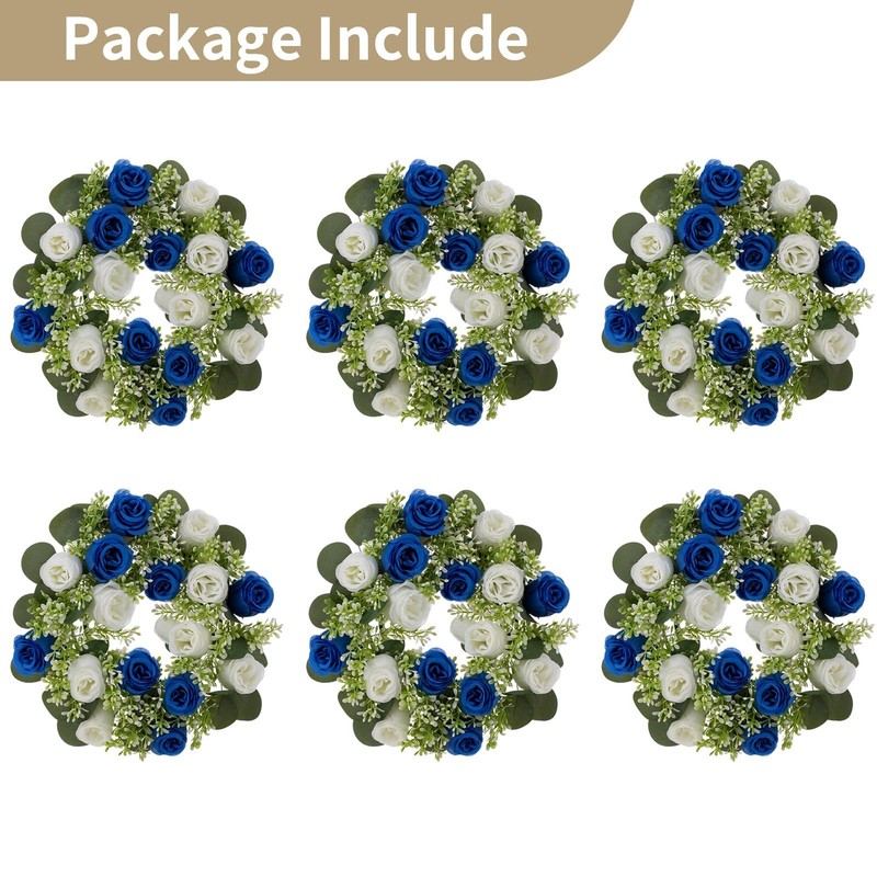 Nuptio Flower Candle Rings For Centerpieces 13.4 Inch Rose Wreath For Wedding gallery