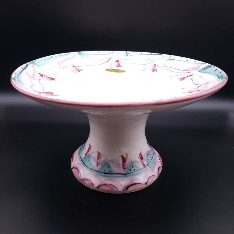 Vintage Large Ceramic Hand Painted Cake Cupcake Stand