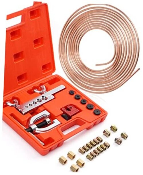 25 ft 1/4" Copper Coated Brake Line Kit (Includes 16 Fittings 1/4" Brake Lines