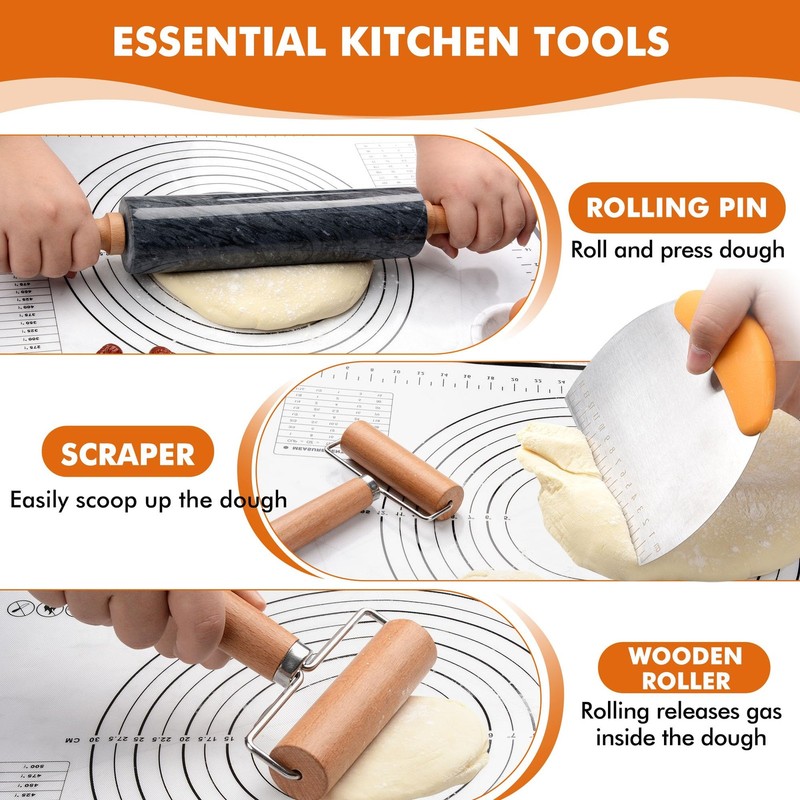 18.5 inches Marble Rolling Pin,Large Non-Stick Dough Roller,for making pizza,... gallery