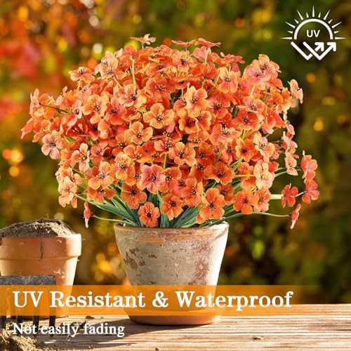 24 Bundles Artificial Fall Flowers Outdoor Indoor 24 PCS Orange gallery