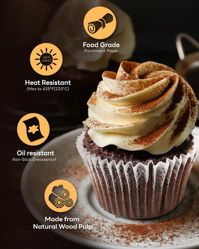 Bake Choice 100Pcs Jumbo Cupcake Liners for Baking, White Jumbo Muffin Liners gallery