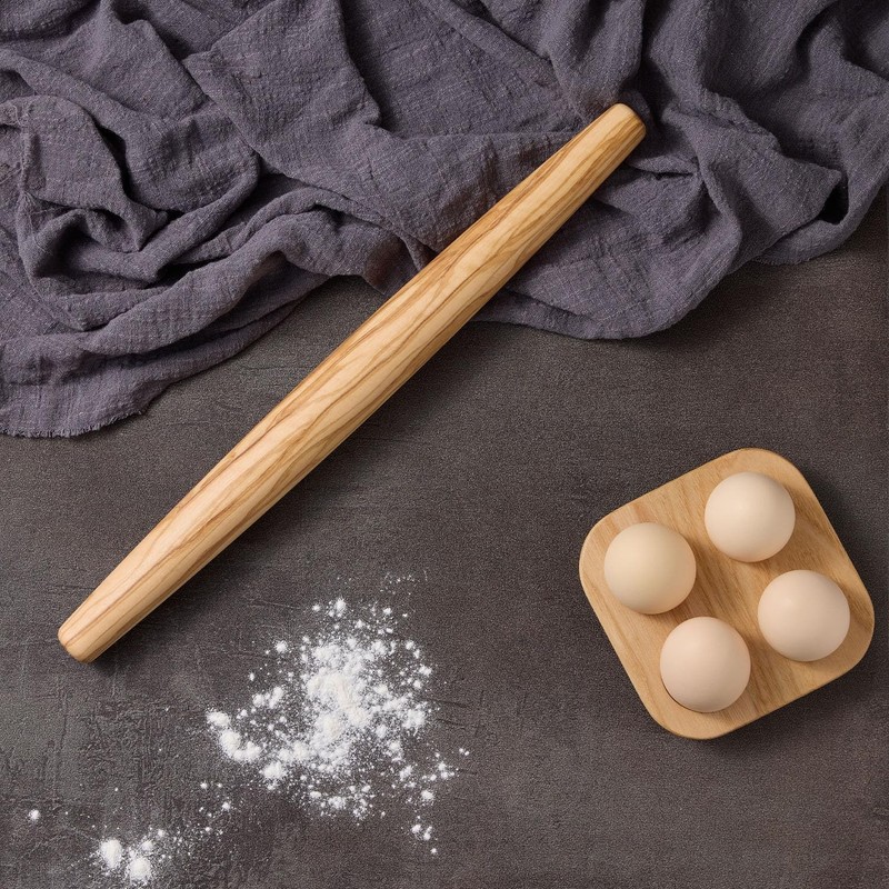 Olive Wood French Rolling Pin 15 Inch Wooden Dough Roller For Kitchen Baking gallery