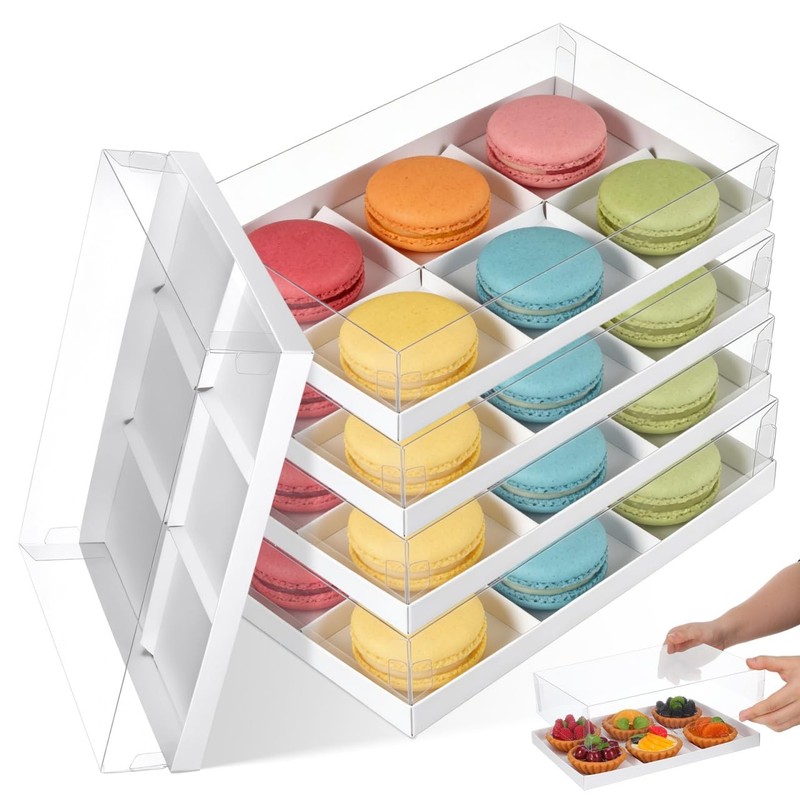Boxes Dessert Box Divided Snack Cupcake Chocolate Packing Clear White 5 PCS