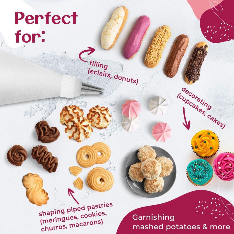 16 Inch Large Reusable Piping Bag Icing Tips Set XL Decorating Pastry gallery