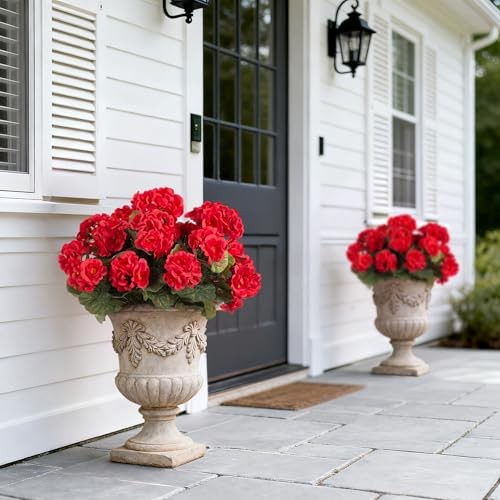 Artificial Geranium Flowers for Outdoors Decoration, 6 Pcs Fake Silk A-red gallery