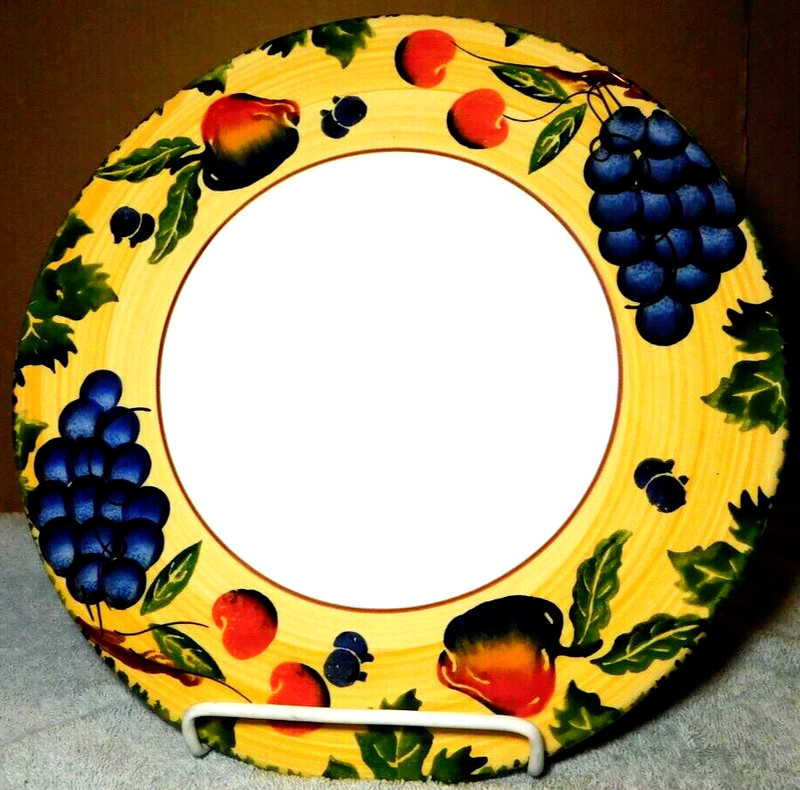 Dansk~Fall Harvest Fruits 12 5/8″ x 1″ Desert Cake Plate Made in Italy