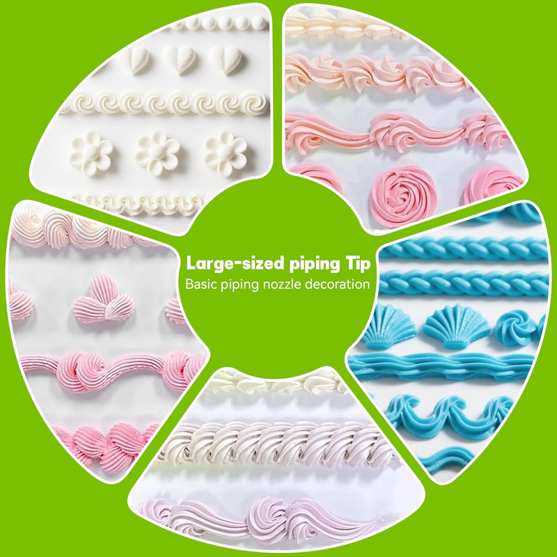 9PCS Large Piping Tips Set, Stainless Steel Cake Decorating Tips, Pastry Cake De gallery