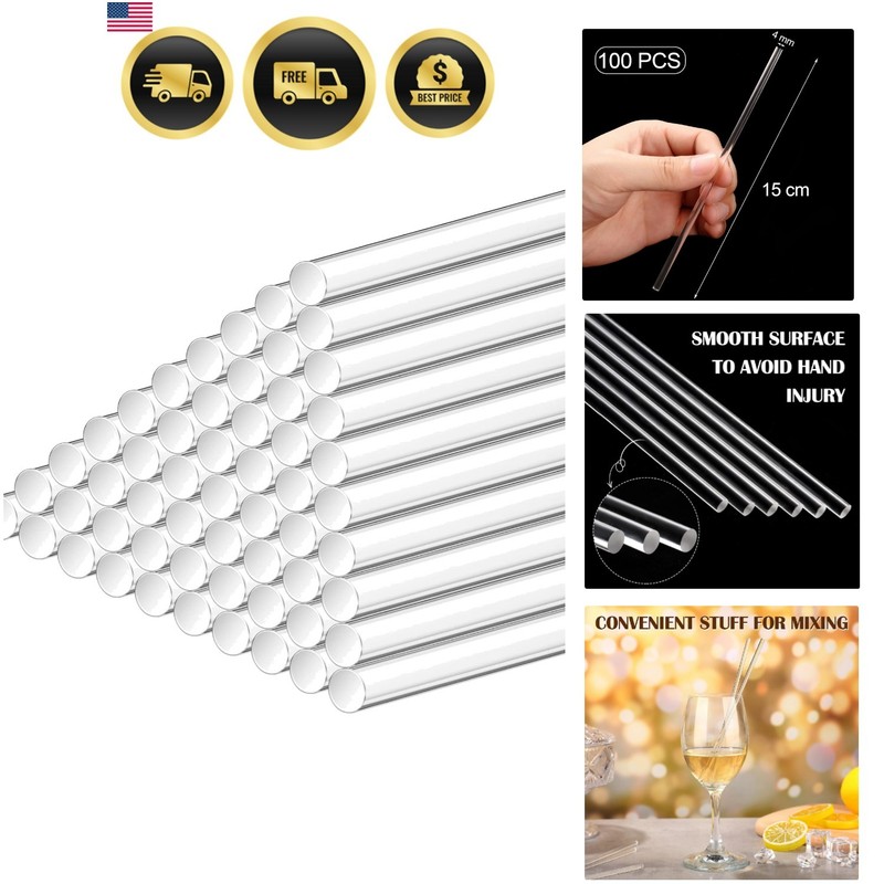 100 Pcs Acrylic Lollipop Sticks 6 Inch Clear Cake Pops Sticks Reusable Candy …
