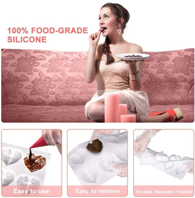 Silicone 3D Heart Shape Fondant Cake Chocolate Baking Mold Mould Modelling DIY gallery