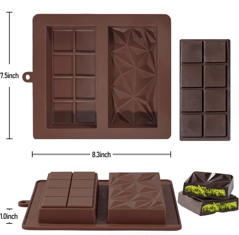 Deep Chocolate Bar Mold Silicone 1 Inch Dubai Pistachio Chocolate Bar Thick Mold gallery