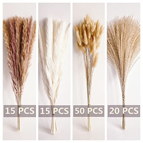 PCS Small Boho Pampas Grass, 17" Naturally Dried Pompas, Pampas Grass Decor 100 gallery