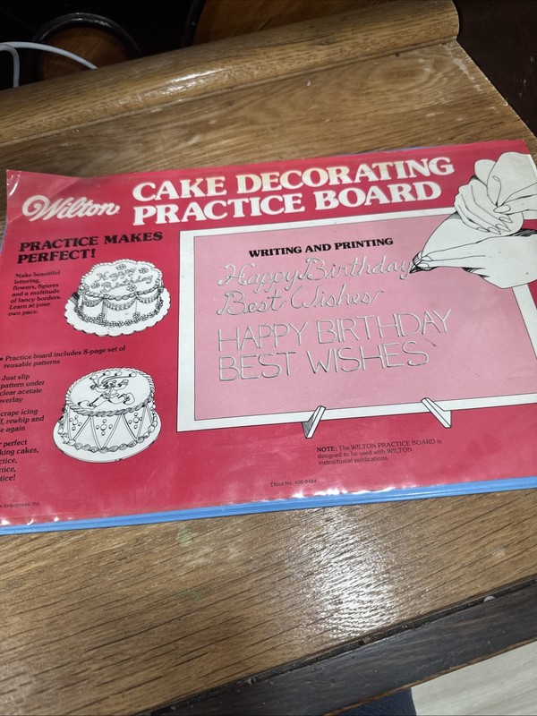 Vtg Wilton Vintage Cake Decorating Practice Board Practice Makes Perfect 1982