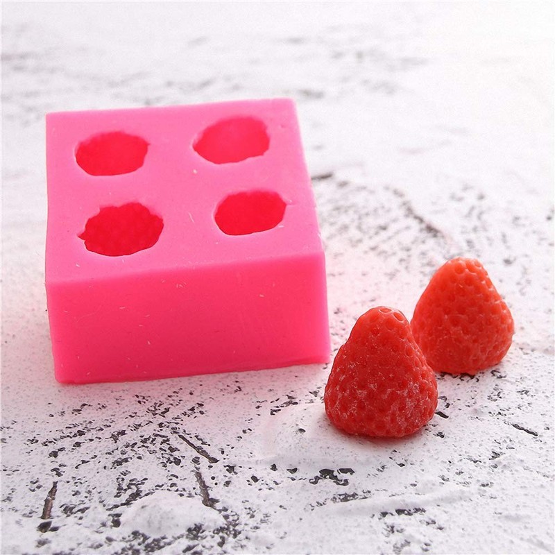 4Pcs Strawberry, Tangerine Segment, Raspberry and Blueberry Fondant Molds, 3D... gallery