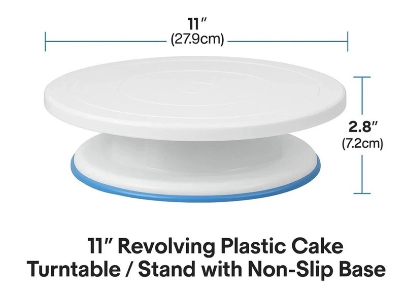 11" Revolving Plastic Cake Turntable / Stand with Non-Slip Base gallery