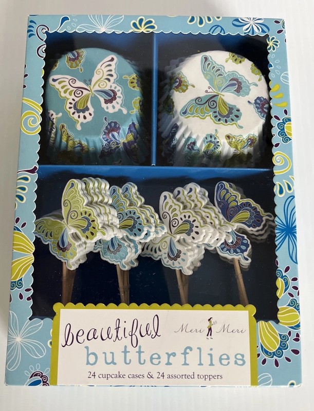 Meri Meri Beautiful Butterflies 24 Cupcake Cases Toppers Spring Summer Pier 1