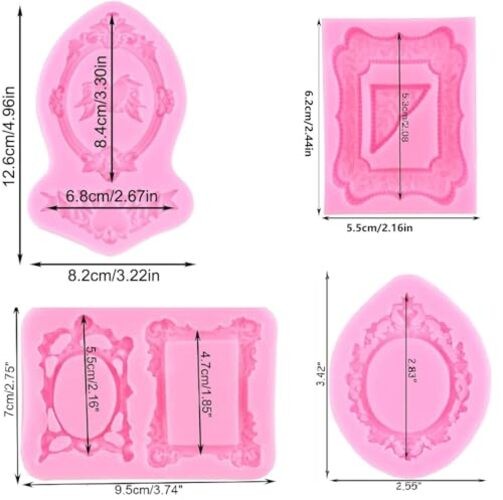 Photo Frame Fondant Molds Picture Frames Silicone Mold Vintage Frame Molds 4pcs gallery