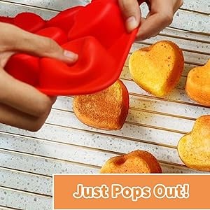 Silicone Heart Muffin Pan (2 Pack) - Nonstick Silicone Molds for Baking, gallery