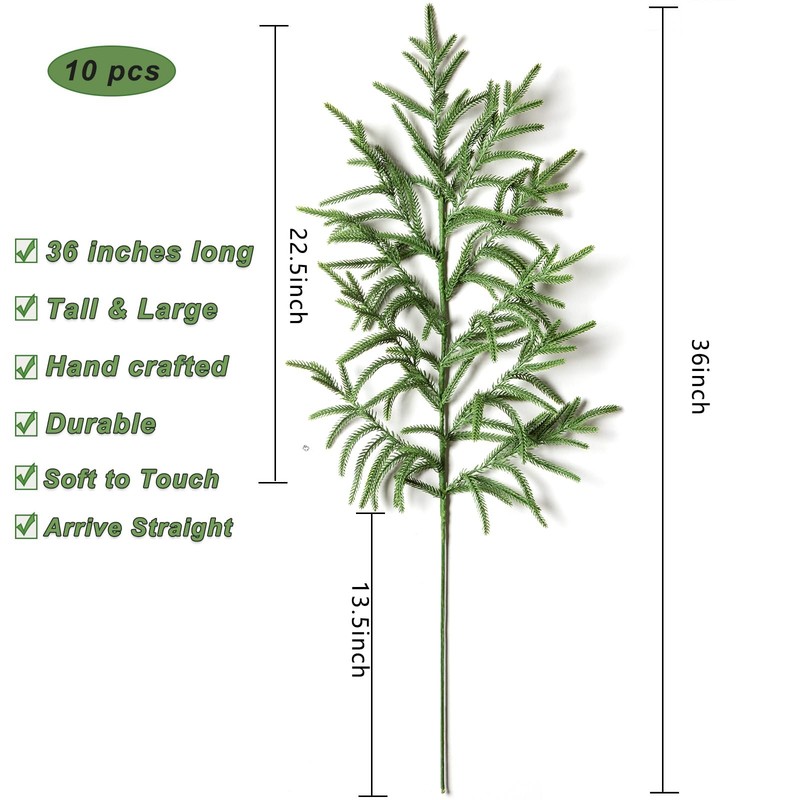 Tasruwat 10 Pcs 36 Inch Artificial Norfolk Pine Stems Faux Christmas Greenery gallery