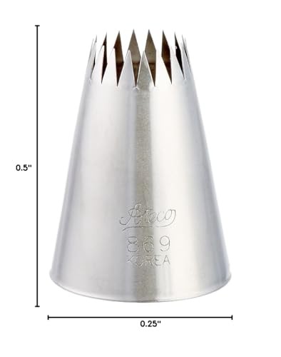 Ateco 869 Pastry Tube - French Star - Size 9 1 Count (Pack of 1), Silver gallery