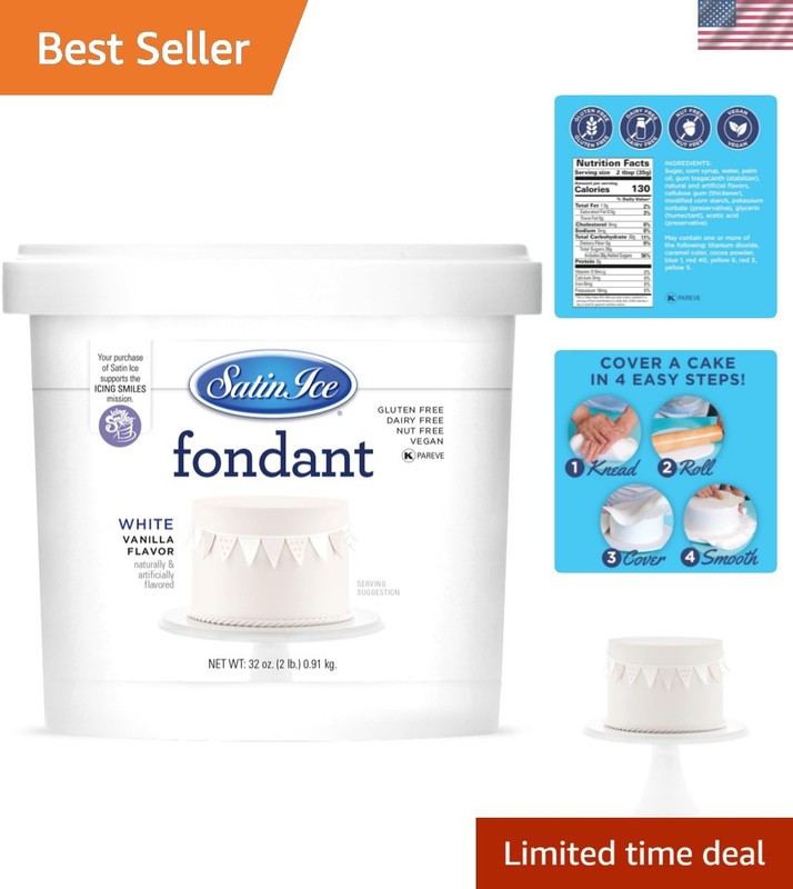 2 lb White Fondant - Vanilla Flavor, Allergen Free & Kosher Certified